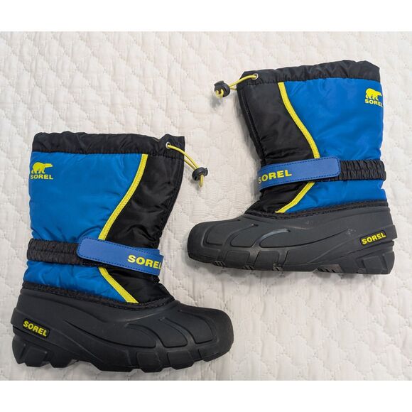 ❄️ Sorel Youth Flurry Boots Size 4 Waterproof Snow Winter Blue/Black - Picture 2 of 10